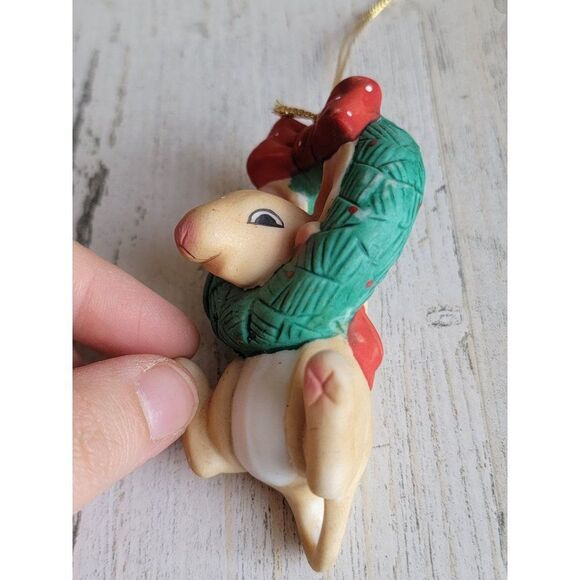 Ceramic wreath hanging Mouse cute ornament Xmas - Picture 3 of 6